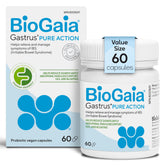 BioGaia Gastrus Pure Action | 60 capsules | For IBS, Gas, and Bloating | Helps reduce significantly abdominal pain & discomfort | FODMAP-friendly formula | Dairy and Gluten Free