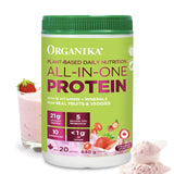 Organika All-in-One Plant Protein Powder – Strawberry – 22g Protein, 15 Vitamins & Minerals, 5 Billion CFU Probiotics, 1g Prebiotic Fibre, 0g Sugar – Complete Nutrient Source, Easy to Digest – 640g