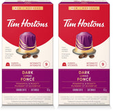 Tim Hortons Dark Lungo Capsules, Nespresso Original Line Compatible Capsules, 10 Count (Pack of 2)