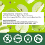 Organika Kids Electrolytes Powder Sticks - Sugar-Free Hydration + Immune support with 100% of daily Vitamin C, Minerals and Prebiotic Fibre | Green Apple Flavour - 3.5g x 20 sachets