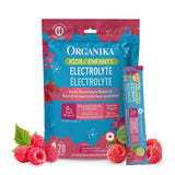 Organika Kids Electrolytes Powder Sticks - Sugar-Free Hydration + Immune support with 100% of daily Vitamin C, Minerals and Prebiotic Fibre | Raspberry Rush Flavour - 3.5g x 20 sachets