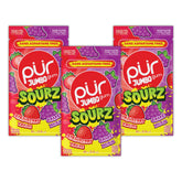 PUR Jumbo SOURZ Gum | Aspartame Free Chewing Gum | 100% Xylitol | Natural Flavour | Sour Strawberry, Sour Grape, 20 Pieces (Pack of 3)
