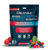 Organika Replenish Electrolytes Powder - Dehydration Relief and Isotonic Electrolyte Powder For Adults, Berry Blast Flavour,Free from Artificial Preservatives, Sweeteners and Colours - 6.5g x 20 sachets