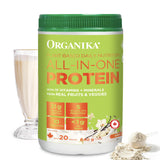 Organika All-in-One Plant Protein Powder – Vanilla – 22g Protein, 15 Vitamins & Minerals, 5 Billion CFU Probiotics, 1g Prebiotic Fibre, 0g Sugar – Complete Nutrient Source, Easy to Digest – 640g