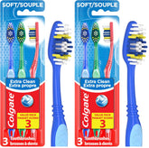 Colgate Extra Clean Toothbrush, Soft, 3 Count, Multi Color (55005) (Pack of 2)
