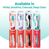 Colgate 360 Adult Toothbrush, Medium (Pack of 4), Experience Deep Clean, 4-in-1 Bacteria Removal, Multiheight Floss-Tip Bristle Design Cleans Between Teeth