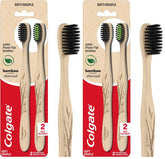 Colgate Bamboo Soft Bristle Full Size Toothbrush (4 Pack) with Floss-Tip Bristles, BPA Free, Eco-Friendly Toothbrush, Natural Bamboo Handle, Gentle on Gums, Sustainable Oral Care