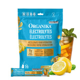 Organika Canadian-Made Electrolytes Powder with Vitamin C & Prebiotic Fibre - Sugar-Free Hydration Drink Mix - Lemon Iced Tea - 20 Single-Serve Sachets x 3.5g