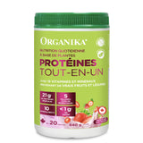 Organika All-in-One Plant Protein Powder – Strawberry – 22g Protein, 15 Vitamins & Minerals, 5 Billion CFU Probiotics, 1g Prebiotic Fibre, 0g Sugar – Complete Nutrient Source, Easy to Digest – 640g