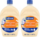 Softsoap Antibacterial Liquid Hand Soap Refill - Milk and Golden Honey 1.47 Liters - Moisturizing Hand Wash, Savon a Main, Dermatologically Tested, for Soft Smooth Skin (Packaging may vary)