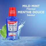 Colgate Peroxyl Antiseptic Mouthwash with 1.5% Hydrogen Peroxide, Alcohol Free Mouth Sore Rinse for Canker Sores and Minor Oral Irritations and Burns, Mild Mint, 500 mL Bottle