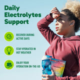 Organika Canadian-Made Electrolytes Powder with Vitamin C & Prebiotic Fibre - Sugar-Free Hydration Drink Mix Variety Pack - Lemonade, Raspberry & Pineapple Passionfruit - 21 Single-Serve Sachets x 3.5g