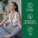 Organika Canadian-Made Enhanced Collagen Bone and Joint Powder - with Glucosamine, MSM, Chondroitin Sulfate, Vitamin D3 and K2 | Helps Restore Bone and Joint Health + Healthier Skin and Hair - 280g