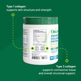 Organika Enhanced Collagen Peptides Powder (Type 1 & 3) – 10g Per Serving for Hair, Skin, Nails & Joints – Canadian-Made, Grass-Fed, Non-GMO, 500g