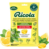 Ricola Sugar Free Lemon Mint Throat Drops, 45 Count, Refreshing Relief From Minor Throat Irritations, Oral Anesthetic
