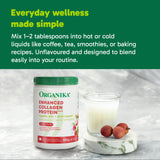 Organika Canadian-Made Enhanced Collagen Protein Powder- Lychee Flavour - Delicious flavour, High Protein Content - Hydrolyzed For Better Absorption – Grass-Fed, Non-GMO - 252g