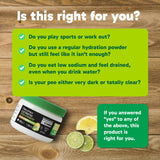 Organika Canadian-Made Electrolytes Extra-Strength Powder, NSF Certified, Lemon Lime Flavour, 1000 mg Sodium, Sugar-Free Hydration & Recovery, 180 g, 30 Servings