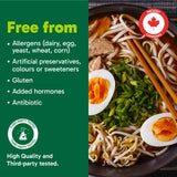Organika Canadian-Made Chicken Bone Broth Powder Ramen Flavour-15g Protein Per Serving, Mineral-Rich, Convenient Powder Format, Keto | Free-Run, Non-GMO and Organic Vegetarian Fed-Chickens- 300g