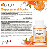 Orange Naturals - Berberine 500mg, 60 Capsules 30-Day Supply - Berberine Helps Support Healthy Glucose Levels, Cholesterol Levels & Cardiovascular Health - Vegan & Non-GMO - Natural Metabolic Support