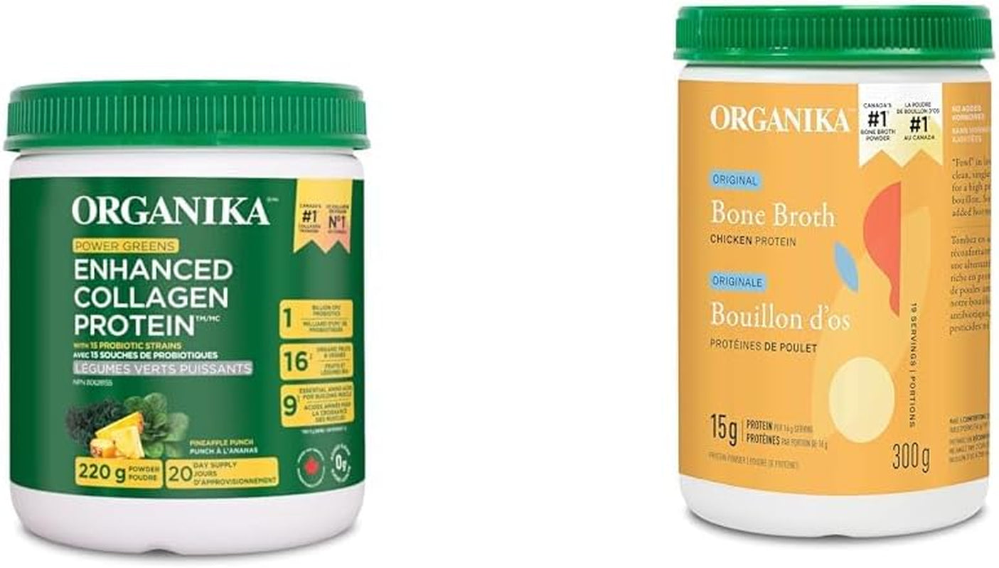 Canadian-Made Power Greens with Enhanced Collagen - 16 Superfoods - Organic Fruits and Vegetables Nutrient Rich Powder Pineapple Punch Flavor with Essential Proteins and Probiotics - 220G