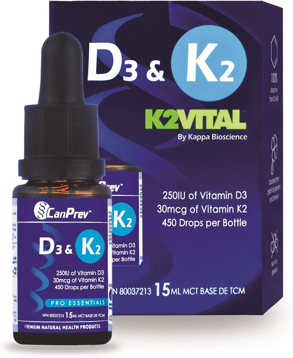 D3 & K2 Drops - MCT Base 15Ml- Liquid Vitamin D3 with K2 for Enhanced Absorption- Supports the Development and Maintenance of Bones and Teeth
