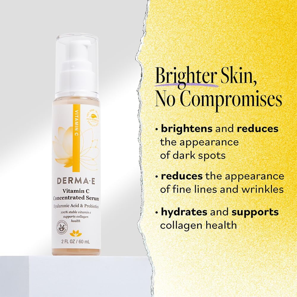Vitamin C Concentrated Serum with Hyaluronic Acid, Antioxidant Protection, Boots Hydration, Anti-Aging Properties, 2Oz, 1 Count