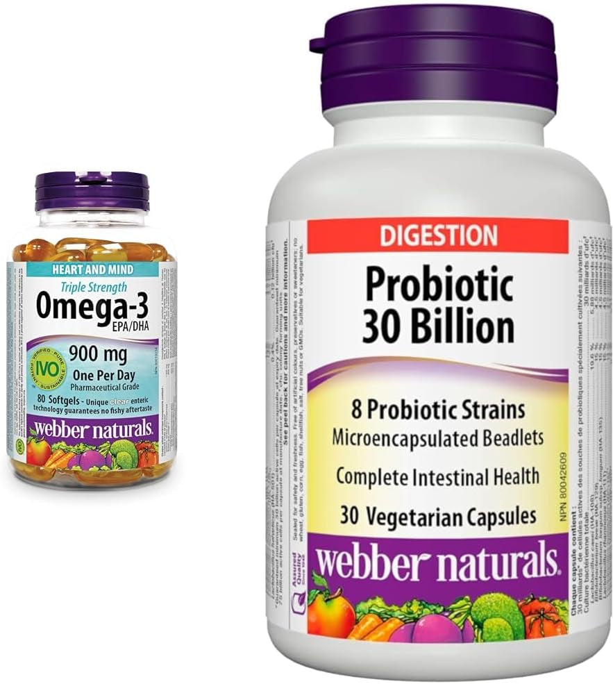 Omega-3 900 Mg Triple Strength, 120 Clear Enteric No Fishy Aftertaste Softgels, Supports Cardiovascular Health and Brain Function