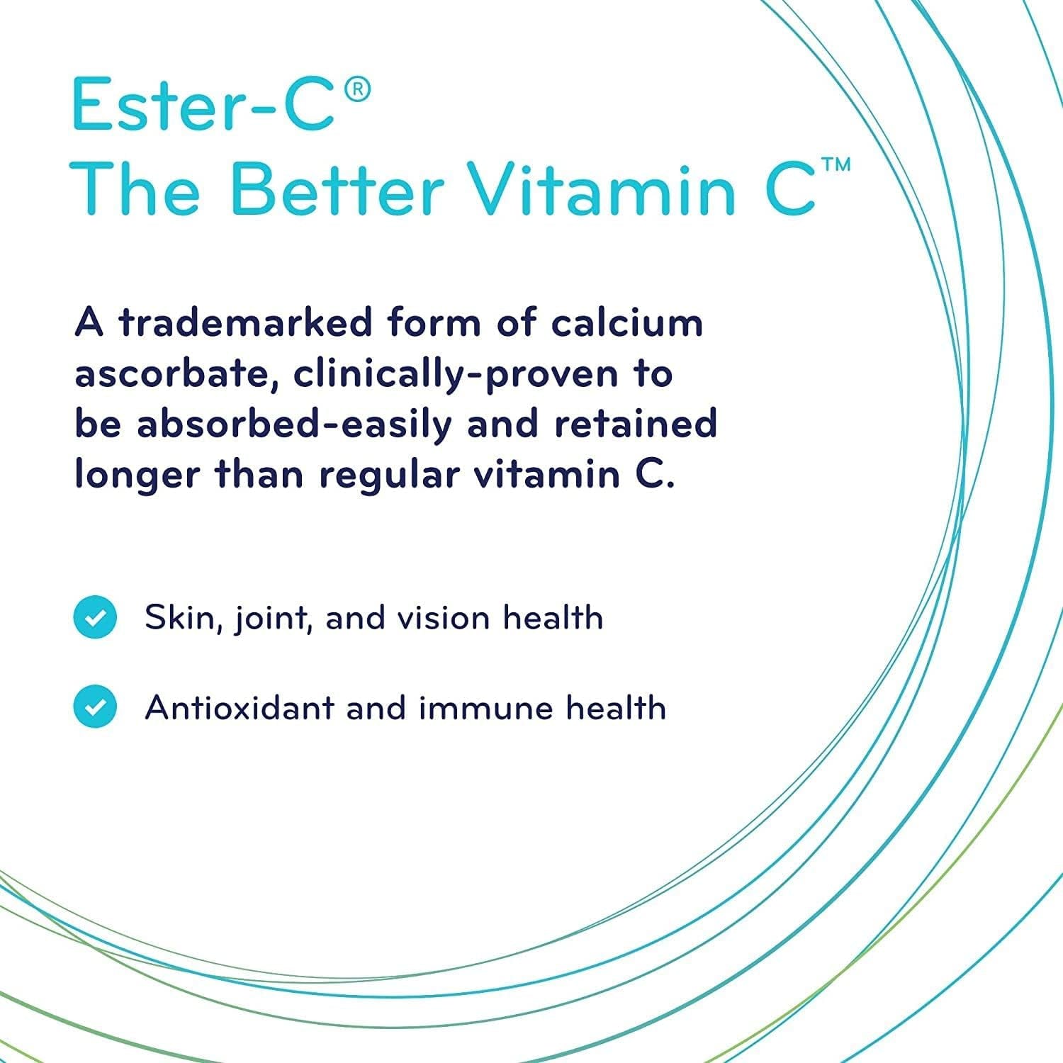 Ester-C 600Mg Capsules, 24-Hour Immune Support Vitamin C, Less Acidic, Better Absored & Rentained than Other Forms of Vitamin C, 120 VC, Vegan, Non-Gmo, Gluten Free, Dairy Free, Soy Free