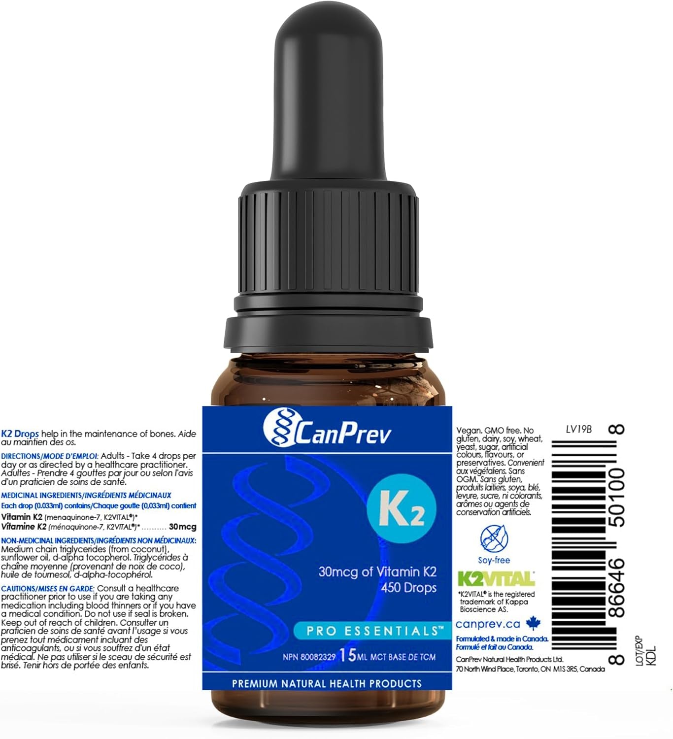 K2 Drops, 15Ml, 300 Servings, 30Mcg MK-7 Vitamin K2 Liquid, Supports Strong Bones & Cardiovascular Wellness, Vegan, Unflavored Formula with MCT Oil for Optimal Calcium Utilization & Absorption