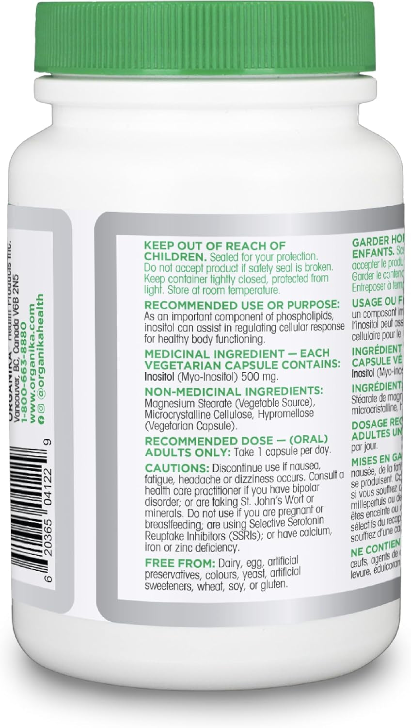 Canadian-Made Inositol (Myo-Inositol)- Cellular Response, Mood Balance, Insulin Support- 90Vcaps