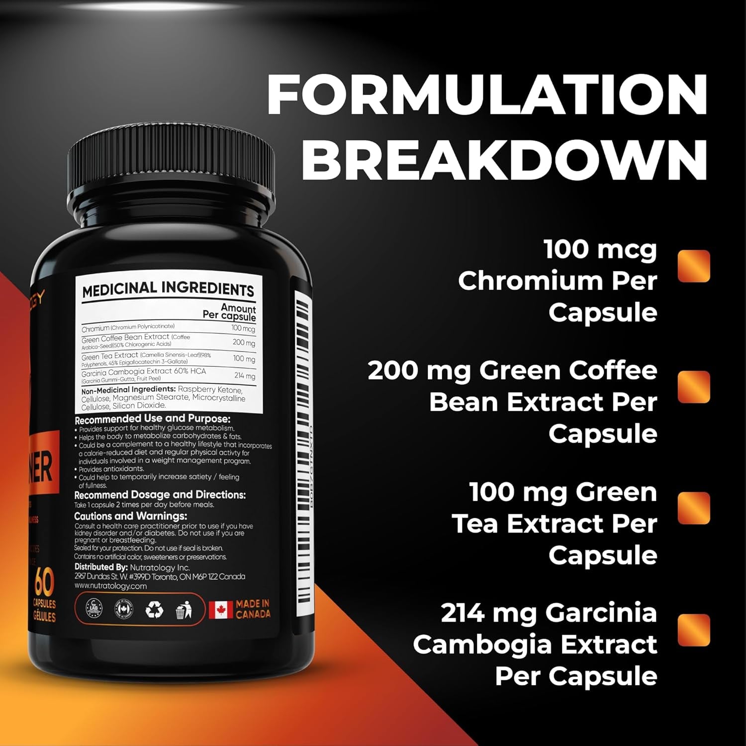 Thermogenic Fat Burner - Metabolizes Carbohydrates+Fats - Appetite Suppressant That Helps Satiety - Weight Loss Pills for Women & Men - Bloating Relief - Keto-Friendly - 60 Diet Pills/Caps