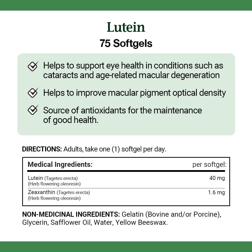Ultra Strength Lutein 40Mg with Zeaxanthin, Eye Health Supplements, Support Vision Health, 75 Softgels