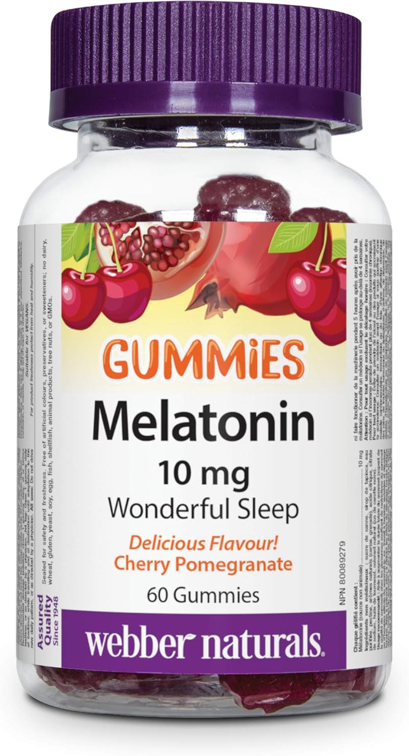Maximum Strength Melatonin 10 mg Gummies, 60 Count, Cherry Pomegranate Flavor, Vegan Sleep Support