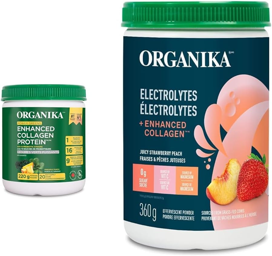 Canadian-Made Power Greens with Enhanced Collagen - 16 Superfoods - Organic Fruits and Vegetables Nutrient Rich Powder Pineapple Punch Flavor with Essential Proteins and Probiotics - 220G