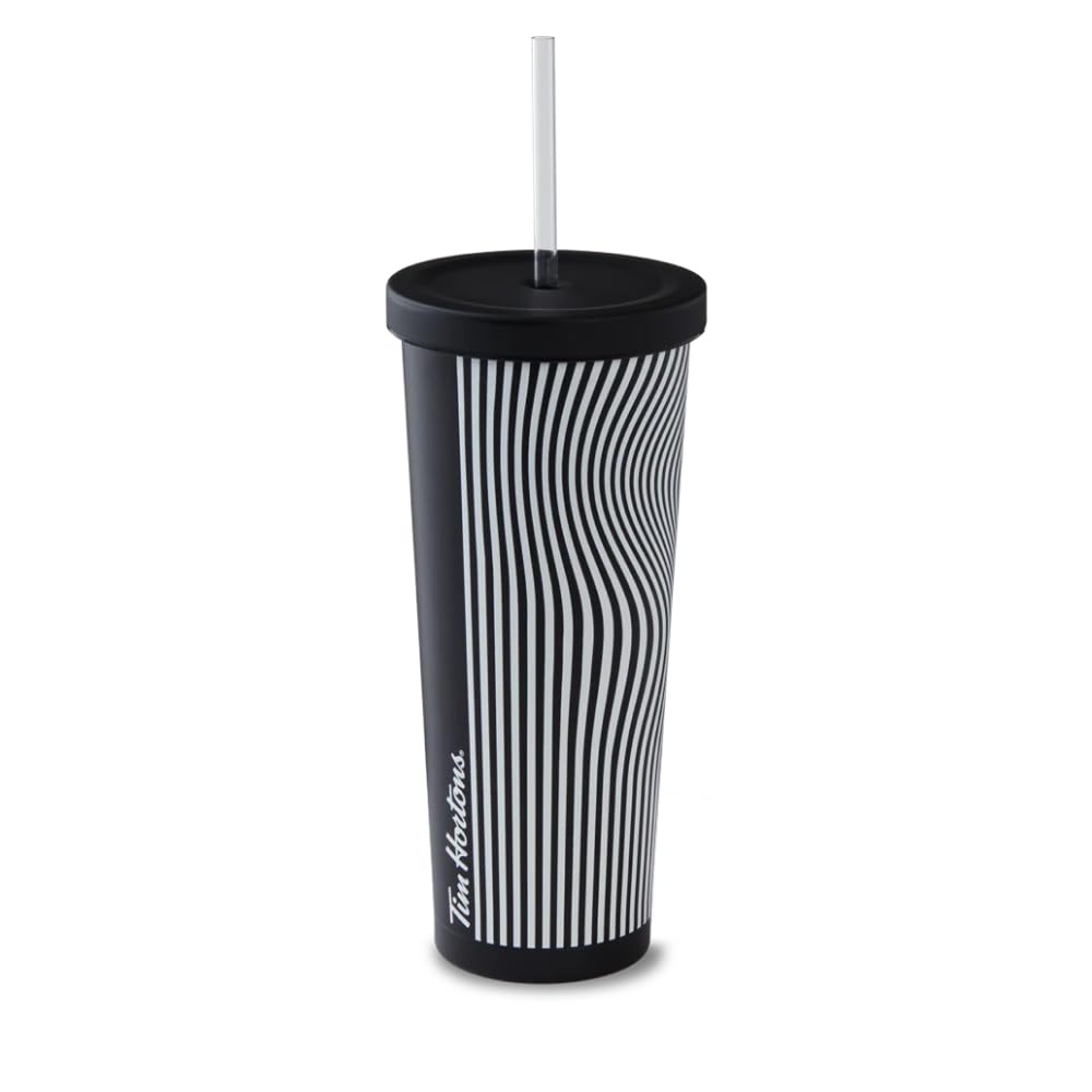 Tim Hortons | 24 oz Black Stainless Steel Straw Tumbler