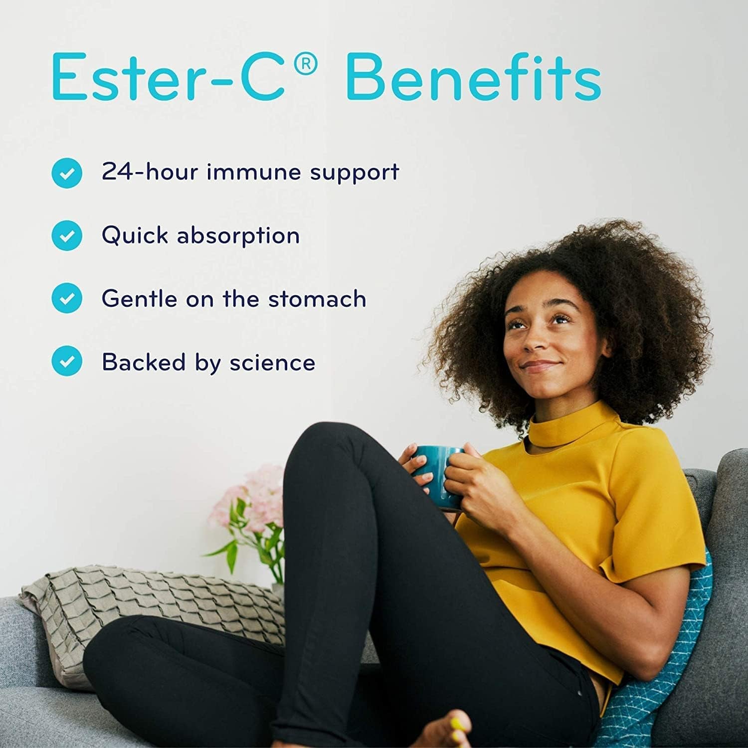 Ester-C 600Mg Capsules, 24-Hour Immune Support Vitamin C, Less Acidic, Better Absored & Rentained than Other Forms of Vitamin C, 120 VC, Vegan, Non-Gmo, Gluten Free, Dairy Free, Soy Free