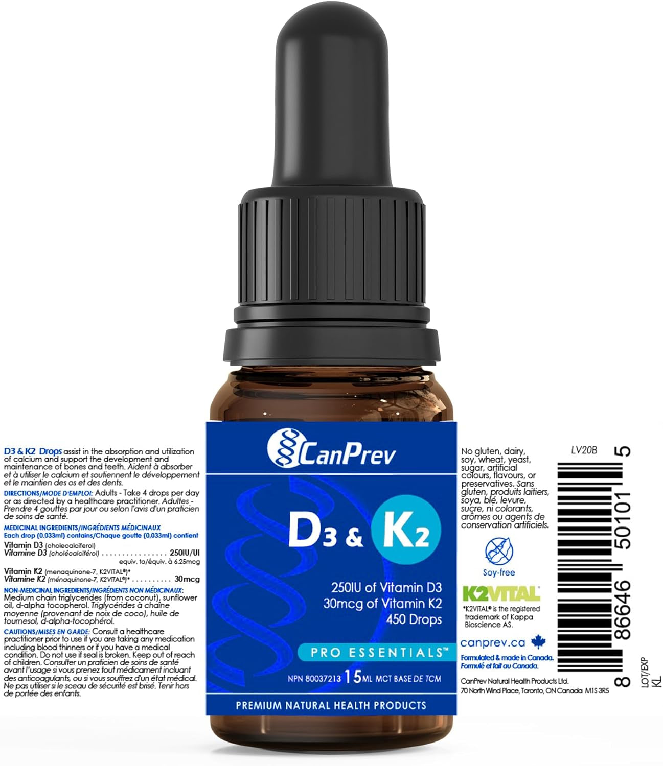 D3 & K2 Drops - MCT Base 15Ml- Liquid Vitamin D3 with K2 for Enhanced Absorption- Supports the Development and Maintenance of Bones and Teeth