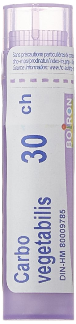 Boiron Carbo vegetabilis 30ch,Homeopathic medicine. Each tube contains 4 g (approximately 80 pellets)