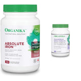 Organika Absolute Iron- Iron Bisglycinate & Magnesium Bisglycinate - 200mg, High Absorption, Muscle Recovery, Heart Support, 120vcaps