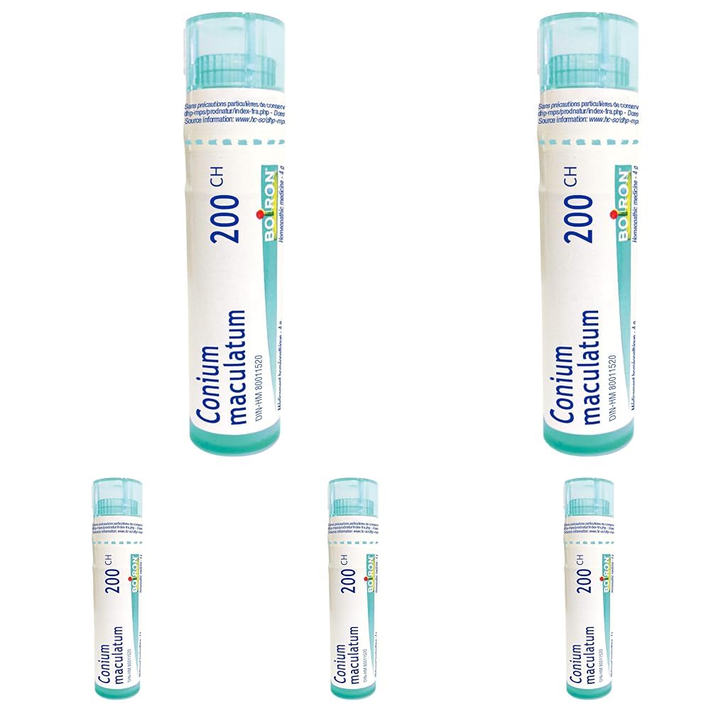Boiron Conium maculatum 200ch,Homeopathic medicine. Each tube contains 4 g (approximately 80 pellets) (Pack of 5)