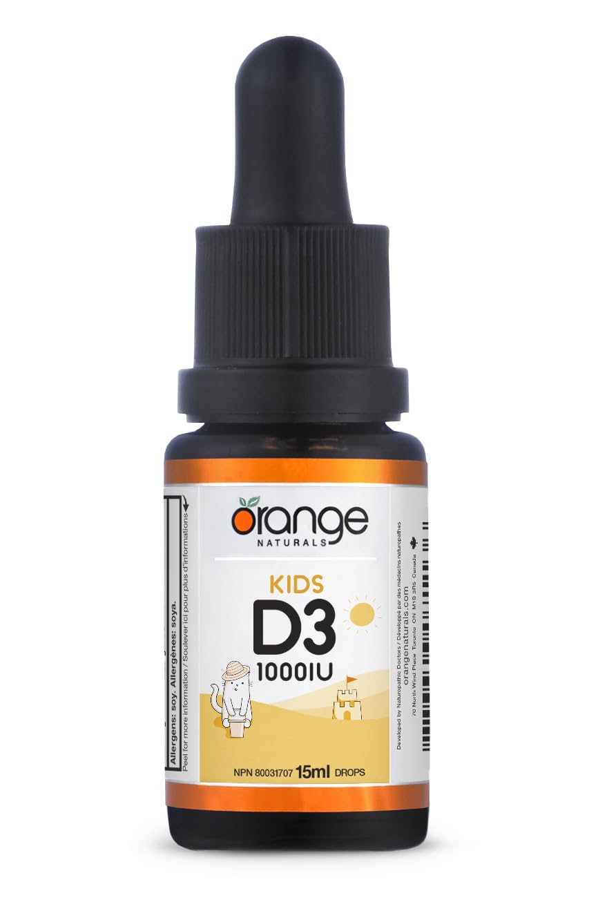 Orange Naturals - Kids D3 Drops 1000IU, 15ml 450 Servings - Helps in the Development and Maintenance of Bones and Teeth - Formulated with Medium Chain Triglyceride (MCT) Oil for Enhanced Absorption