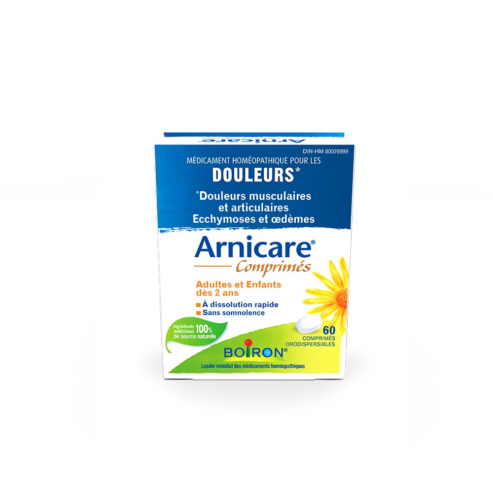 Boiron Arnicare Tablets, Homeopathic Medicine for Muscle and Joint Pain Relief, Swelling from injuries, Bruise & Brusing, from Natural Sourced Plants Including Arnica Montana, 60 Tablets.
