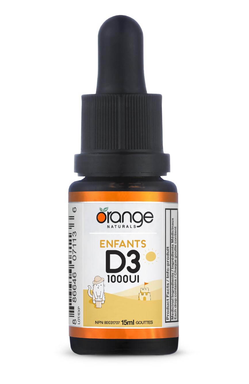 Orange Naturals - Kids D3 Drops 1000IU, 15ml 450 Servings - Helps in the Development and Maintenance of Bones and Teeth - Formulated with Medium Chain Triglyceride (MCT) Oil for Enhanced Absorption