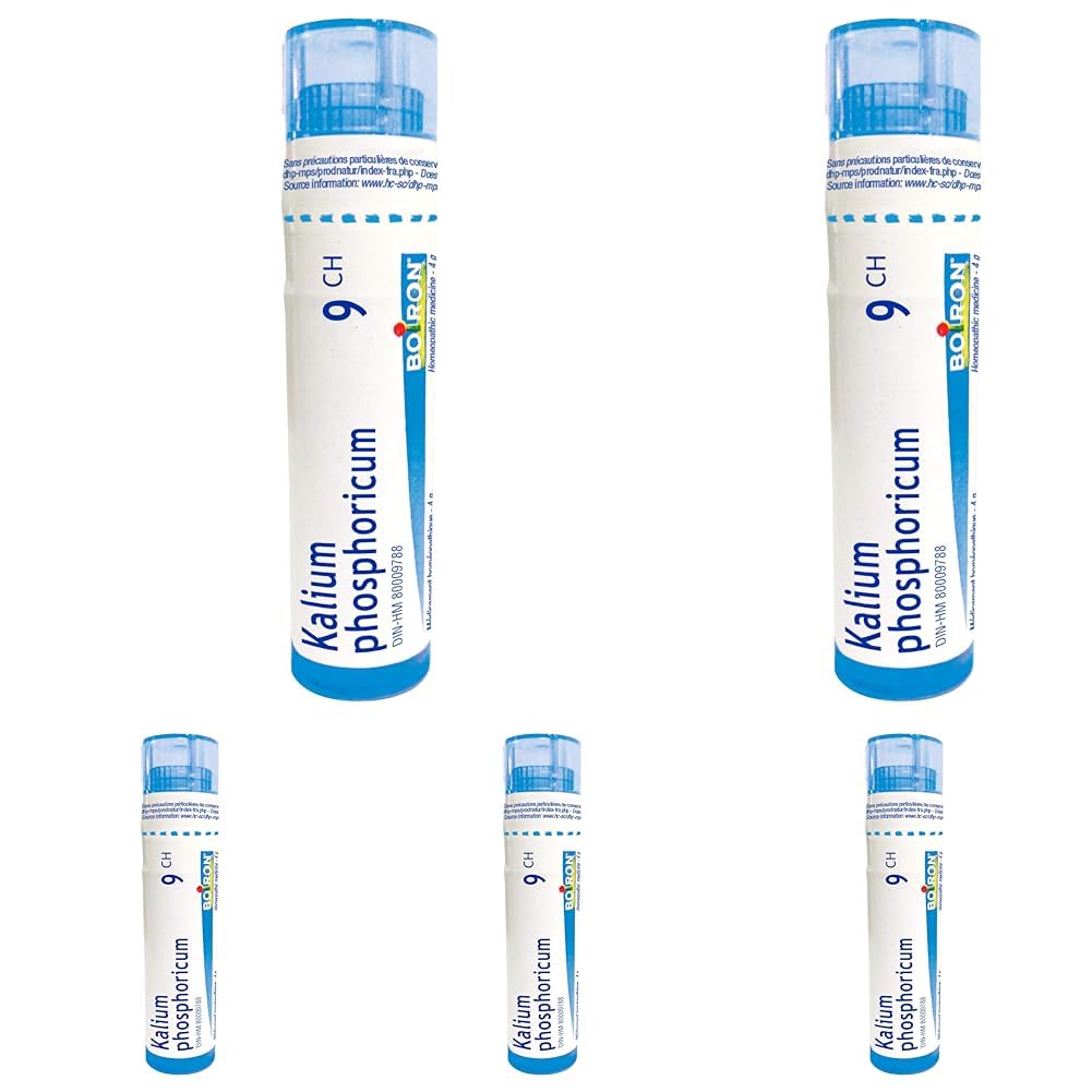Boiron Kalium phosphoricum 9ch,Homeopathic medicine. Each tube contains 4 g (approximately 80 pellets) (Pack of 5)