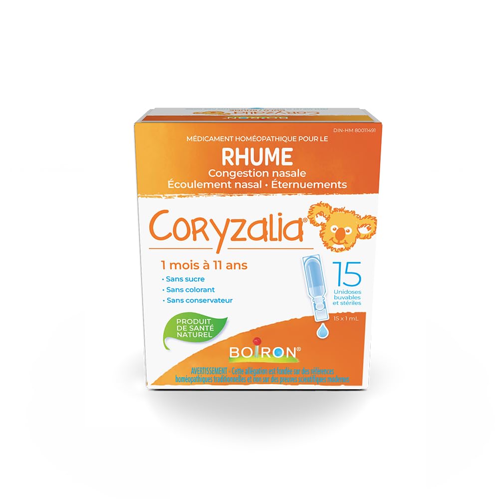 Boiron Coryzalia Children for colds and colds symptoms, 15 unit-doses (1 ml each). Baby Cold sterile drinkable unit-doses for nasal congestion, runny nose and rhinitis Non-drowsy