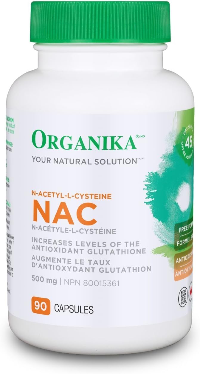 Organika Magnesium L-Threonate- High Absorption to Boost Magnesium Levels- 90vcaps & NAC (N-Acetyl-L-Cysteine) 500mg- Supports Antioxidant Glutathione Levels