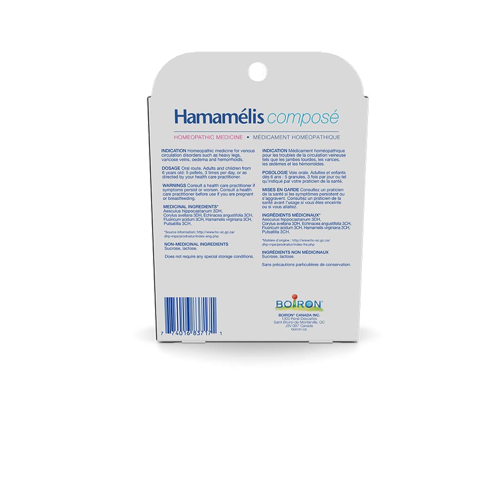 Boiron Hamamelis Compose Heavy Legs Relief Venous Circulation Disorders, Varicose Veins, Oedema, 12 Gram