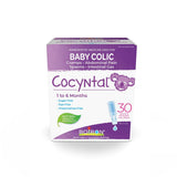 Boiron Cocyntal 30 unit-doses used for infant colic: abdominal pain, cramps, spasms and intestinal gas. Age: 1 to 6 months. Day and Night use.