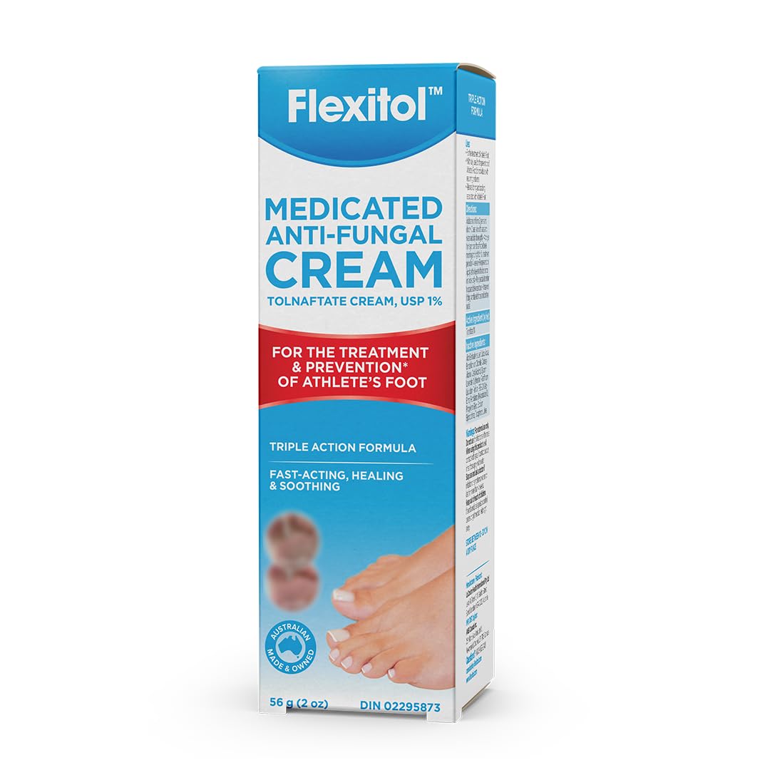 Flexitol Medicated Anti-Fungal Cream for Athlete's Foot - Best OTC Treatment for Foot Fungus & Fungal Infections, Effective Anti-Fungal Cream for Feet (56g)