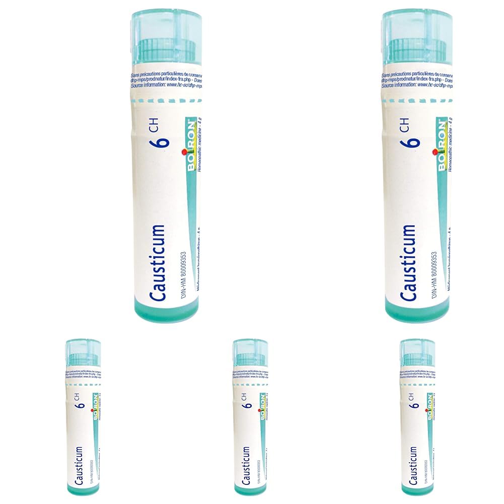 Boiron Causticum 6ch,Homeopathic medicine. Each tube contains 4 g (approximately 80 pellets) (Pack of 5)